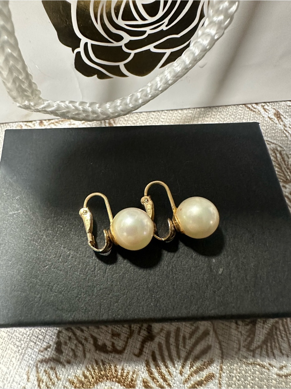 Gold Pearl Clip-On Earrings - Classic White Pearl